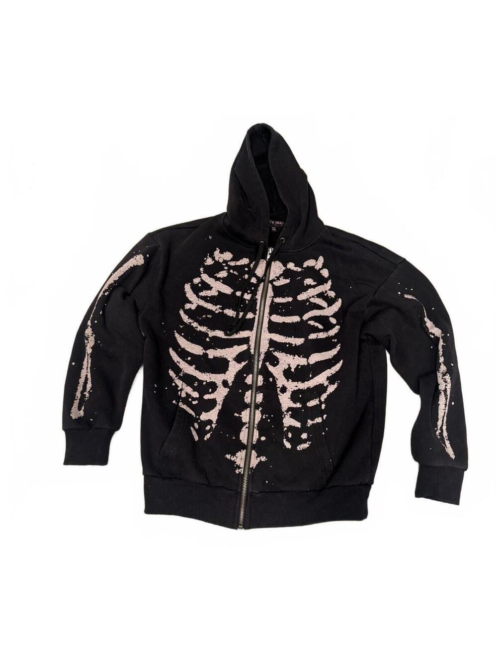 Dolls Kill / Trickz N’ Treatz Skeleton Zip Hoodie – Tagged XS (Fits Oversized)